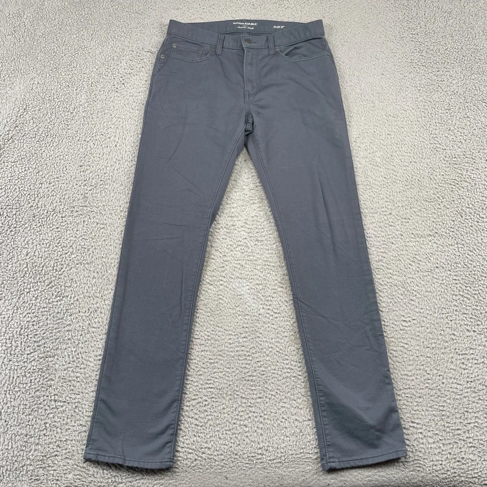 Banana Republic Travel Jean Mens 31x32 Gray Slim Fit Stretch Chino Pants